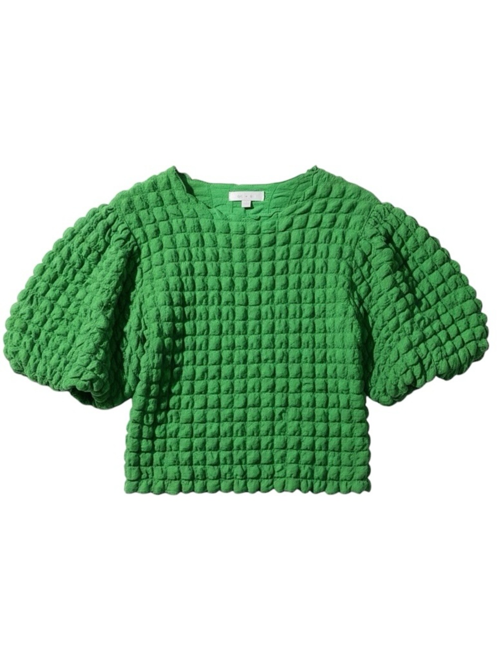 Eli + Ali Anthropologie Textured Puff Popcorn Sleeve
Green Top Size Small